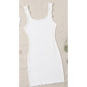 SHEIN PLUS LETTUCE TRIM RIB-Knit Bodycon dress